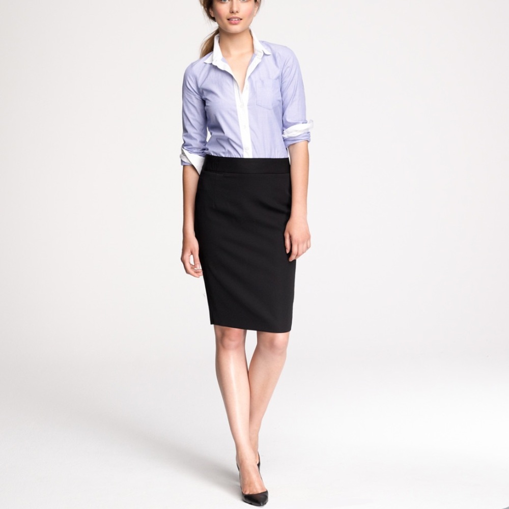 EUC J. Crew Factory Black Wool The Pencil Skirt